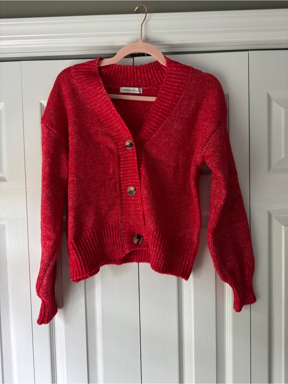 NWT Zenana Outfitters Red V-Neck Button Cardigan